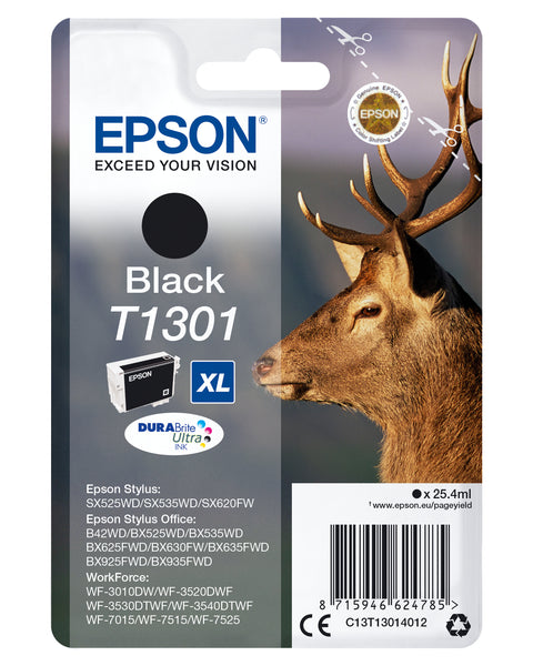 Epson C13T13014022/T1301 Ink cartridge black XL Blister Radio Frequency, 945 pages 25,4ml for Epson Stylus SX 525/WF 3500