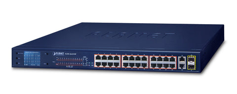 PLANET FGSW-2622VHP network switch Unmanaged L2 Fast Ethernet (10/100) Power over Ethernet (PoE) 1U Blue