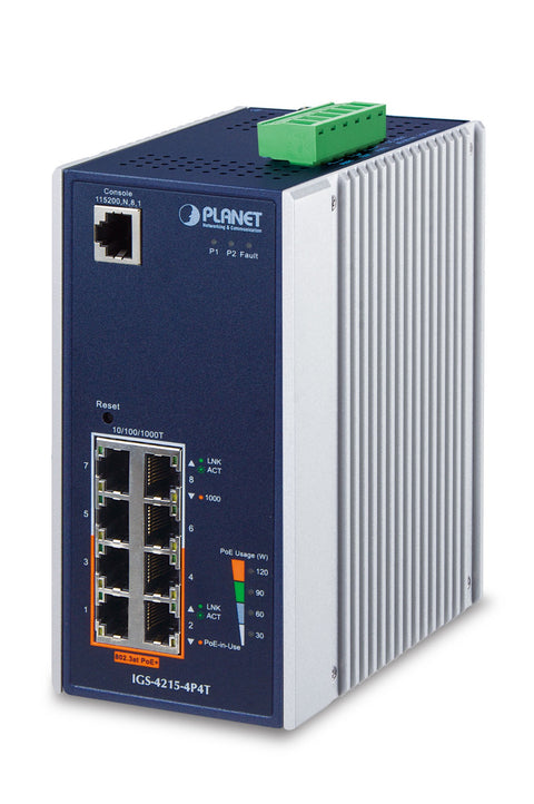 PLANET IGS-4215-4P4T network switch Managed L2/L4 Gigabit Ethernet (10/100/1000) Power over Ethernet (PoE) Blue, White
