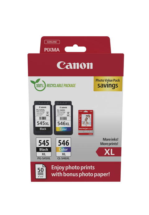Canon 8286B011/PG-545+CL-546XL Printhead cartridge multi pack black + color Blister 13ml + 11ml Pack=2 for Canon Pixma MG 2450