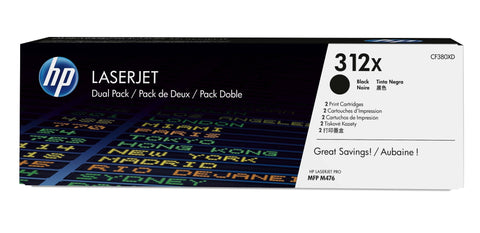 HP CF380XD/312XD Toner cartridge black twin pack, 2x4.4K pages ISO/IEC 19798 Pack=2 for HP CLJ Pro M 476