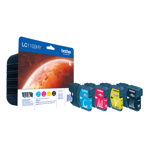 Brother LC-1100HYVALBPDR Ink cartridge multi pack Bk,C,M,Y Blister 900pg + 3x750pg, 19ml+3x16ml Pack=4 for Brother MFC 6490 C