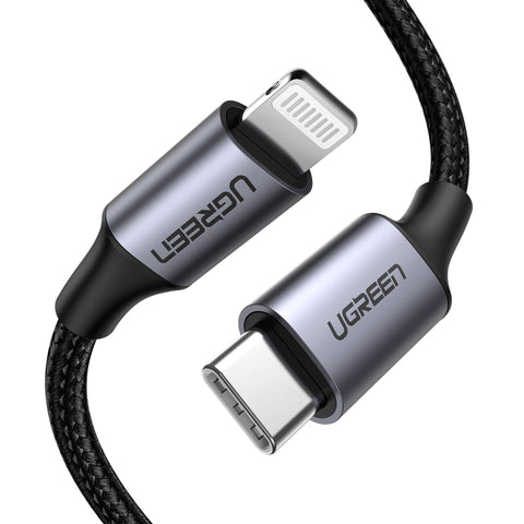 Ugreen 60759 mobile phone cable Black, Silver 1 m USB C Lightning