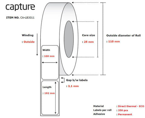Capture CA-LB3011 printer label White