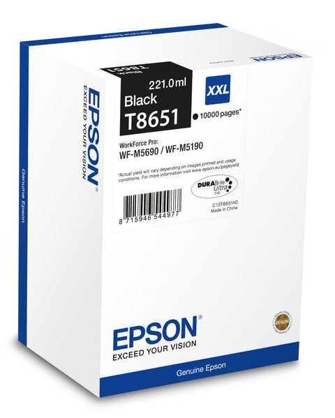 Epson C13T865140/T8651 Ink cartridge black, 10K pages 221ml for Epson WF-M 5000