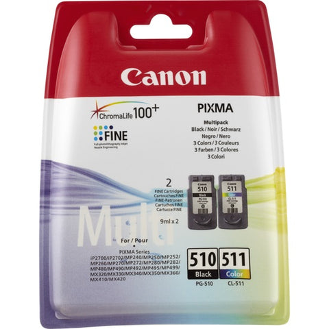 Canon 2970B011/PG-510CL511 Printhead cartridge multi pack black + color Blister, 2x220 pages Pack=2 for Canon Pixma MP 240