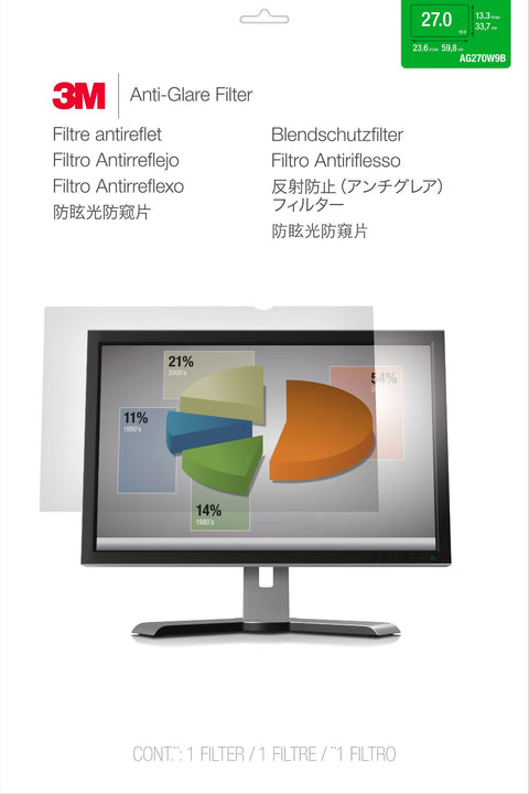 3M Anti-Glare Filter for 27in Monitor, 16:9, AG270W9B