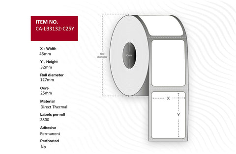 Capture CA-LB3132-C25Y printer label