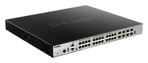 D-Link 24 Port PoE L3 Stackable Managed Gigabit Switch including 4 x 1000BaseT/SFP & 4 x 10GE SFP+
