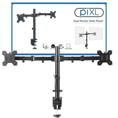 piXL DOUBLE ARM monitor mount / stand 68.6 cm (27") Black