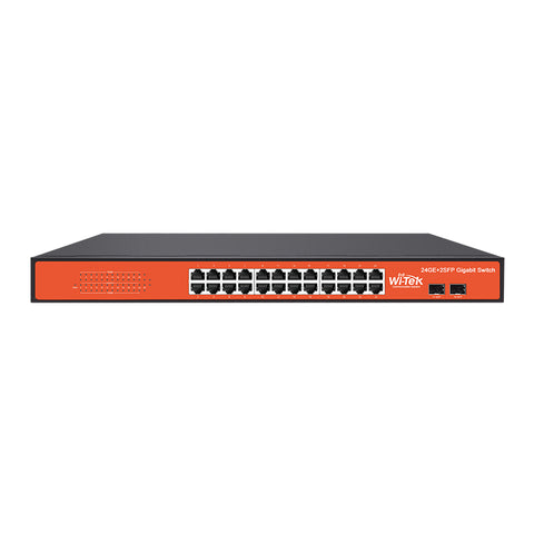 Wi-Tek WI-SG124F network switch Unmanaged Gigabit Ethernet (10/100/1000) Black, Orange