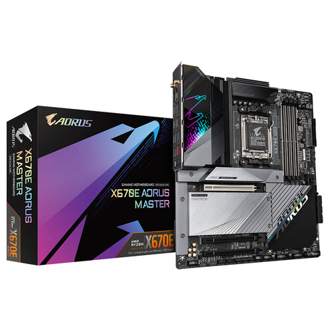 GIGABYTE X670E AORUS MASTER Motherboard - Supports AMD Ryzen 8000 Series AM5 CPUs, 16*+2+2 Phases Digital VRM, up to 8000MHz DDR5 (OC), 2xPCIe 5.0 + 2xPCIe 4.0 M.2, Wi-Fi 6E, 2.5GbE LAN, USB 3.2 Gen2