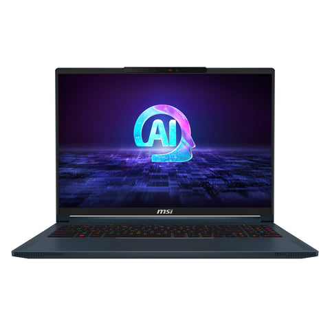 MSI Stealth 16 AI STUDIO A1VHG-002UK Intel Core Ultra 9 185H Laptop 40.6 cm (16") WQUXGA 32 GB DDR5-SDRAM 2 TB SSD NVIDIA GeForce RTX 4080 Wi-Fi 7 (802.11be) Windows 11 Pro Blue