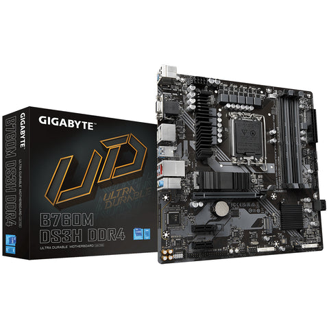 GIGABYTE B760M DS3H DDR4 Motherboard - Supports Intel Core 14th Gen CPUs, 6+2+1 Phases Digital VRM, up to 5333MHz DDR4 (OC), 2xPCIe 4.0 M.2, 2.5GbE LAN, USB 3.2 Gen2