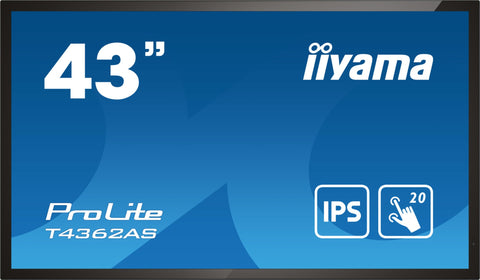 iiyama T4362AS-B1 Signage Display Interactive flat panel 108 cm (42.5") IPS 500 cd/m² 4K Ultra HD Black Touchscreen Built-in processor Android 8.0 24/7