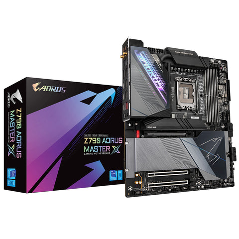 Gigabyte Z790 AORUS MASTER X Motherboard- Supports Intel 13th Gen CPUs, 20+1+2 phases VRM, up to 8266MHz DDR5 (OC), 1x PCIe 5.0 + 4x PCIe 4.0 M2, 10GbE LAN, Wi-Fi 7, USB 3.2 Gen 2x2