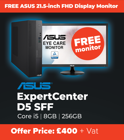 ASUS ExpertCenter (FREE MONITOR BUNDLE) D500SD_CZ-512400060X i5-12400 SFF Intel® Core™ i5 8 GB DDR4-SDRAM 256 GB SSD Windows 11 Pro PC Black