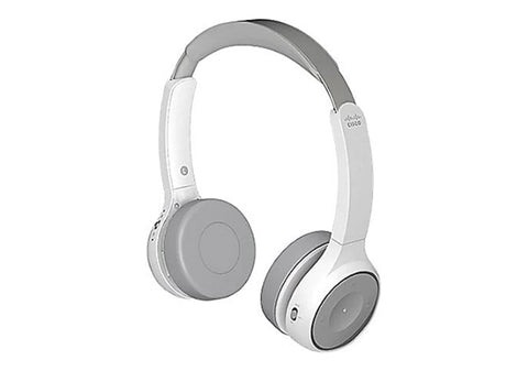 Cisco Headset 730, Wireless Dual On-Ear Bluetooth Headset with Case, USB-A HD Bluetooth Adapter, USB-A 3.5 mm Cables, Charging Stand, Platinum, 1-Year Limited Liability Warranty (HS-WL-730-BUNAS-P)