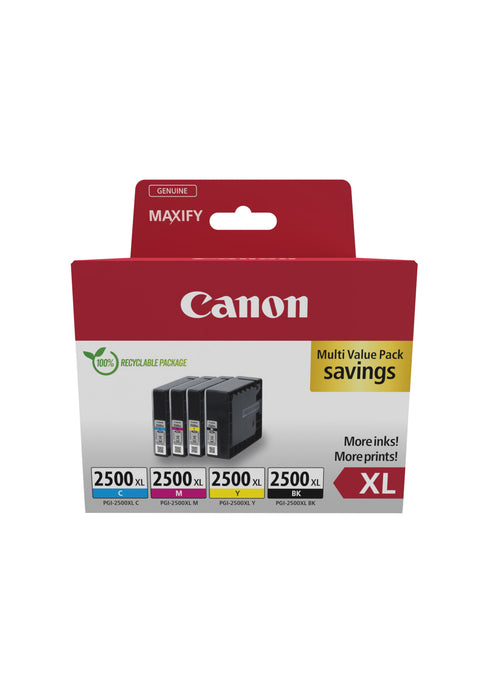 Canon 9254B010/PGI-2500XLBKCMY Ink cartridge multi pack Bk,C,M,Y Cardboard 70,9ml + 3x19,3ml Pack=4 for Canon IB 4050