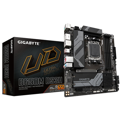 GIGABYTE B650M DS3H Motherboard - Supports AMD Ryzen 8000 CPUs, 6+2+1 Phases Digital VRM, up to 8000MHz DDR5, 2xPCIe 4.0 M.2, 2.5GbE LAN , USB 3.2 Gen 2