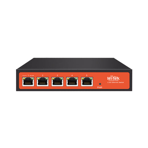 Wi-Tek WI-SG505G network switch Unmanaged 2.5G Ethernet (100/1000/2500) Black, Orange