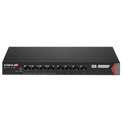 Edimax GS-3008P network switch Managed Gigabit Ethernet (10/100/1000) Power over Ethernet (PoE) Black
