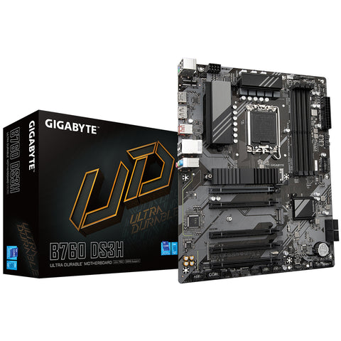 GIGABYTE B760 DS3H Motherboard - Supports Intel Core 14th Gen CPUs, 8+2+1 Phases Digital VRM, up to 7600MHz DDR5 (OC), 2xPCIe 4.0 M.2, GbE LAN, USB 3.2 Gen 2