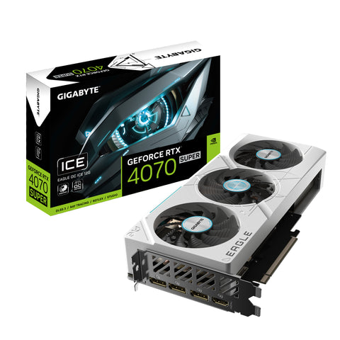 Gigabyte GeForce RTX 4070 SUPER EAGLE OC ICE 12G Graphics Card - 12GB GDDR6X, 192bit, PCI-E 4.0, 2535MHz Core Clock, 3 x DisplayPort 1.4a, 1 x HDMI 2.1a, NVIDIA DLSS 3, GV-N407SEAGLEOC ICE-12GD