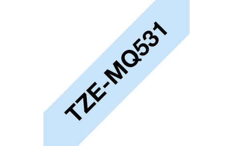 Brother TZE-MQ531 DirectLabel black on Pastell blue Laminat 12mm x 4m for Brother P-Touch TZ 3.5-36mm/6-12mm/6-18mm/6-24mm/6-36mm