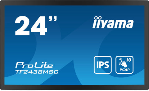 iiyama TF2438MSC-B1 Signage Display Digital A-board 61 cm (24") LED 600 cd/m² Full HD Black Touchscreen