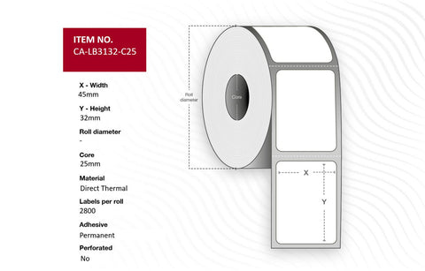 Capture CA-LB3132-C25 printer label