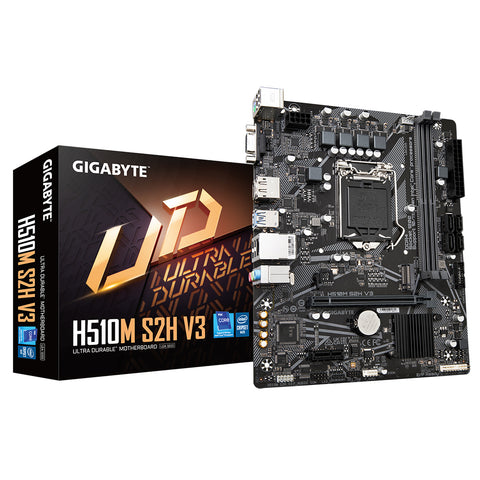 GIGABYTE H510M S2H V3 Motherboard - Supports Intel Core 11th CPUs, up to 3200MHz DDR4 (OC), 1xPCIe 3.0 M.2, GbE LAN, USB 3.2 Gen 1