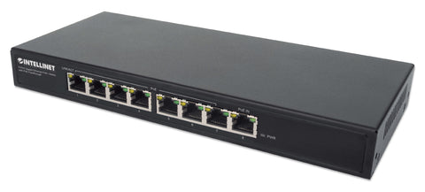 Intellinet 8-Port Gigabit Ethernet PoE+ Switch with PoE Passthrough, 1x Ultra PoE++ IEEE 802.3bt (4PPoE) PD PoE Port with 90 W Power Input, 7x PSE PoE Ports, PoE Power Budget up to 85W, IEEE 802.3at/af Compliant, Rackmount