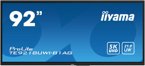 iiyama TE9218UWI-B1AG Signage Display Digital signage flat panel 2.32 m (91.5") LED Wi-Fi 500 cd/m² 5K Ultra HD Black Touchscreen Built-in processor Android 16/7