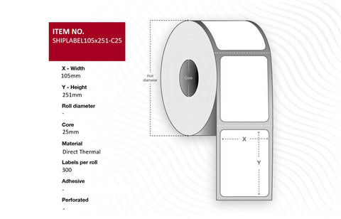 Capture SHIPLABEL105X251-C25 printer label