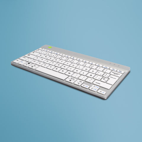 R-Go Tools Ergonomic keyboard R-Go Compact Break, compact keyboard with break software, QWERTY (ES), Bluetooth, white