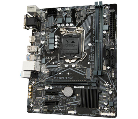 GIGABYTE H410M H V2 Motherboard - Supports Intel Core 10th CPUs, up to 2933MHz DDR4 (OC), 1xPCIe 3.0 M.2, GbE LAN, USB 3.2 Gen 1