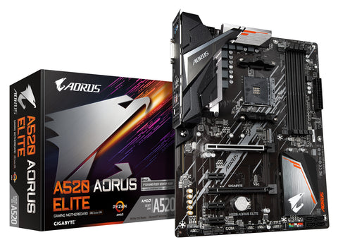 GIGABYTE A520 AORUS ELITE Motherboard - Supports AMD Ryzen 5000 Series AM4 CPUs, 5+3 Phases Pure Digital VRM, up to 4733MHz DDR4 (OC), PCIe 3.0 x4 M.2, GbE LAN, USB 3.2 Gen2