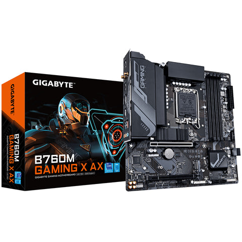 GIGABYTE B760M Gaming X AX Motherboard - Supports Intel Core 14th Gen CPUs, 8+1+1 Phases Digital VRM, up to 7600MHz DDR5 (OC), 2xPCIe 4.0 M.2, Wi-Fi 6E, 2.5GbE LAN, USB 3.2 Gen 2