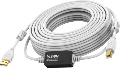 Vision White USB 2.0 Cable 15m