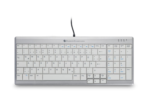 BakkerElkhuizen UltraBoard 960 Standard Compact keyboard Office USB QWERTZ Swiss Silver, White