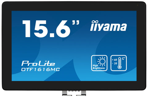 iiyama OTF1616MC-B1 Signage Display Digital signage flat panel 39.6 cm (15.6") LCD 1100 cd/m² Full HD Black Touchscreen