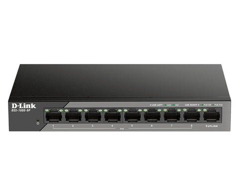 D-Link DSS-100E-9P network switch Unmanaged Fast Ethernet (10/100) Power over Ethernet (PoE) Black