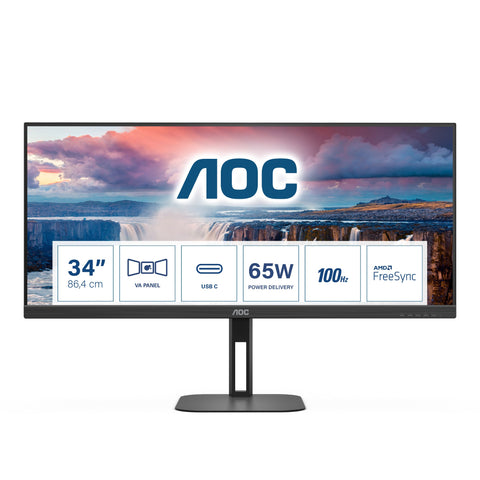 AOC V5 U34V5C/BK computer monitor 86.4 cm (34") 3440 x 1440 pixels UltraWide Quad HD LCD Black