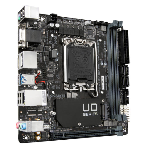 GIGABYTE H610I DDR4 Motherboard - Supports Intel Core 14th CPUs, 4+1+1 Hybrid Digital VRM, up to 3200MHz DDR4 (OC), 1xPCIe 3.0 M.2, GbE LAN, USB 3.2 Gen 1