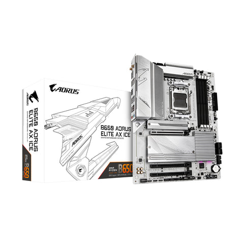 Gigabyte B650 AORUS ELITE AX ICE Motherboard - Supports AMD Ryzen 8000 CPUs, 12+2+2 Phases Digital VRM, up to 8000MHz DDR5 (OC), 1xPCIe 5.0 + 2xPCIe 4.0 M.2, Wi-Fi 6E, 2.5GbE LAN, USB 3.2 Gen 2