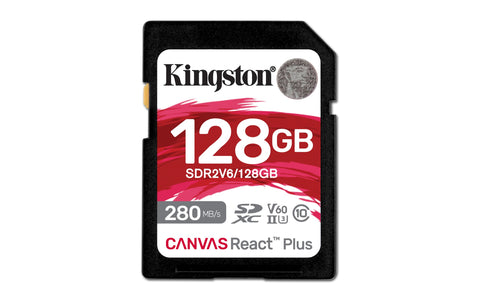 Kingston Technology 128GB Canvas React Plus SDXC UHS-II 280R/100W U3 V60 for Full HD/4K