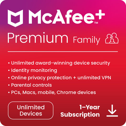 McAfee McAfee+ Premium - Family (Unlimited Devices) - 1 Year - Digital Download