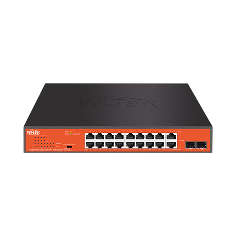 Wi-Tek WI-PS318GFH network switch Gigabit Ethernet (10/100/1000) Power over Ethernet (PoE) Black, Orange