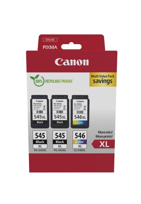 Canon 8286B013/PG-545+CL-546XL Printhead cartridge multi pack 2x black +1x color high-capacity 2x13ml + 1x11ml Pack=3 for Canon Pixma MG 2450